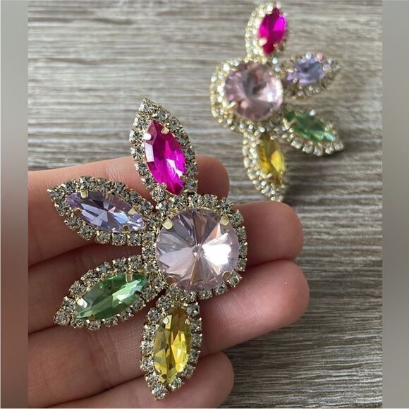 Multicolor flower earring N326 - Picture 4 of 5